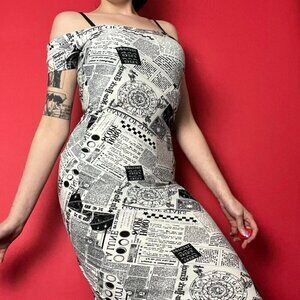 Rue 21  / Astrological newspaper patterned  dress 🖤🤍​​​​​​​​​